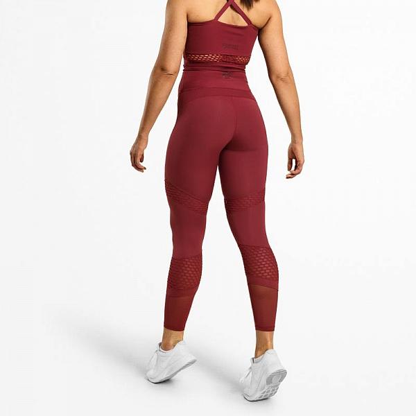 Better Bodies Waverly Mesh Tights - Sangria Red Detail 2