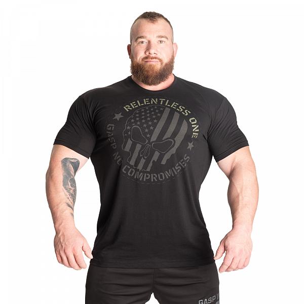 GASP Relentless One Tee - Black/Green Detail 1